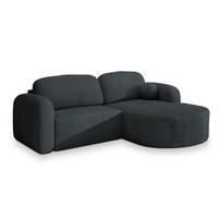 ECKSOFA AMILIA P R-S Graphitfarben Kordstoff mit Schlaffunktion - Graphitfarben, Holz (263/174cm) - MASSENO
