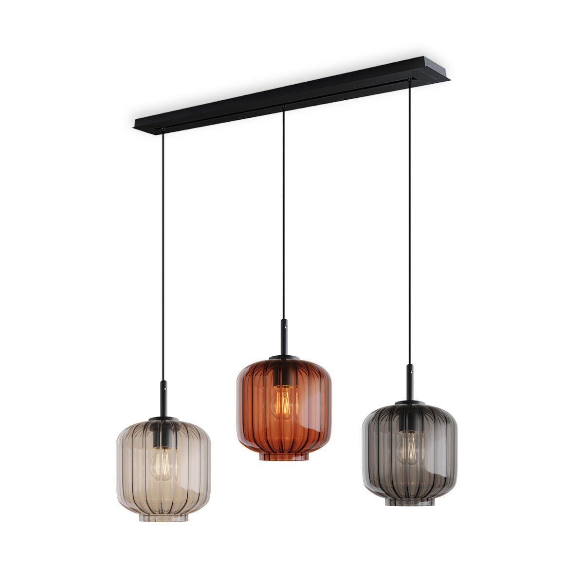 HÄNGELEUCHTE Velo 3-flammig Mehrfarbig Ø 20cm - Multicolor/Schwarz, Glas (20/20/20cm) - s.luce