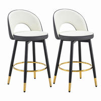 BARHOCKER 360° drehbar PU-Leder Metallgestell Dark Gray/White 2er-Set - Weiß, Metall (44/92/44cm) - Meubliv
