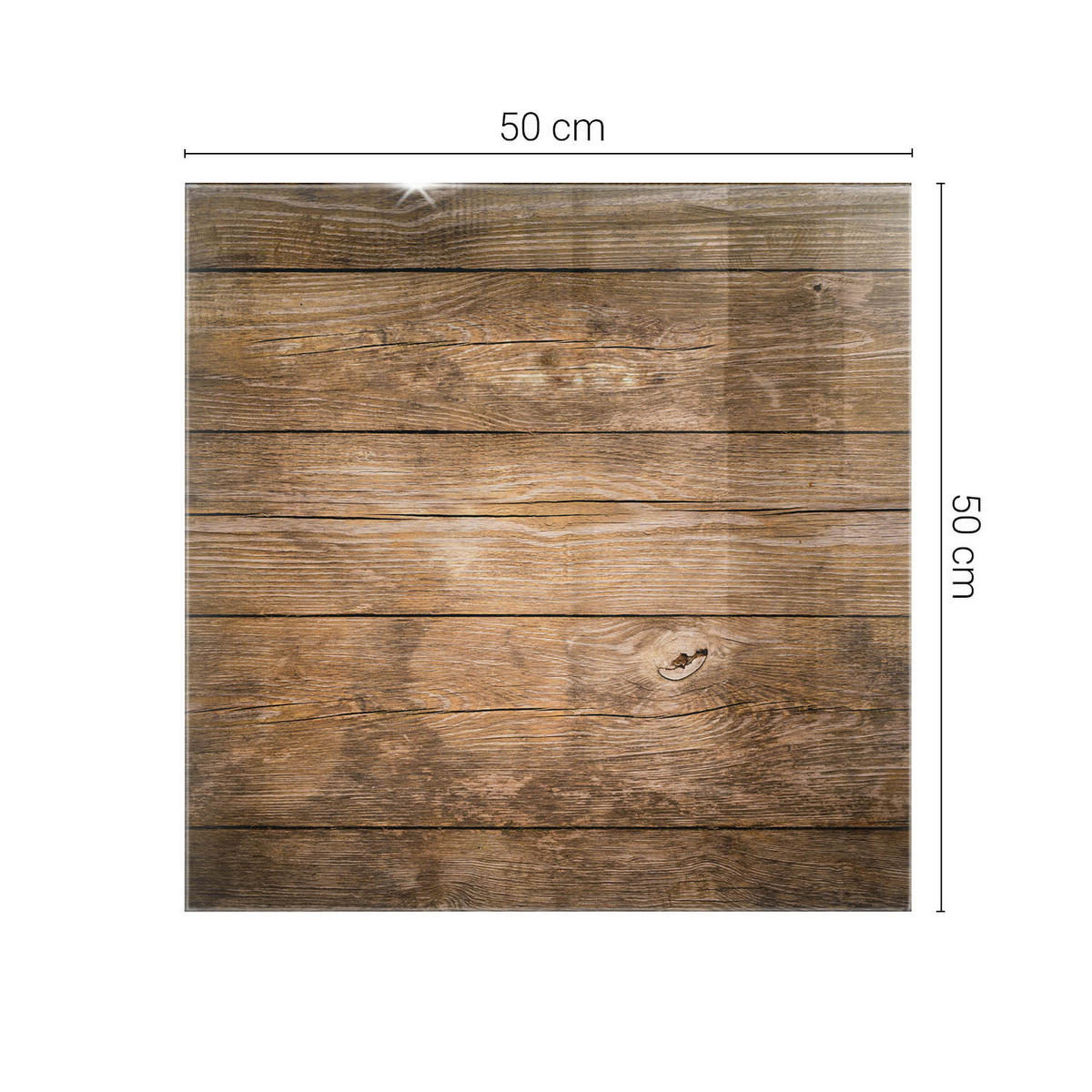 TISCHPLATTE 50x50 cm Holzstruktur Plattenoptik - Dunkelbraun/Braun, Glas (50/50/0.4cm) - TULUP