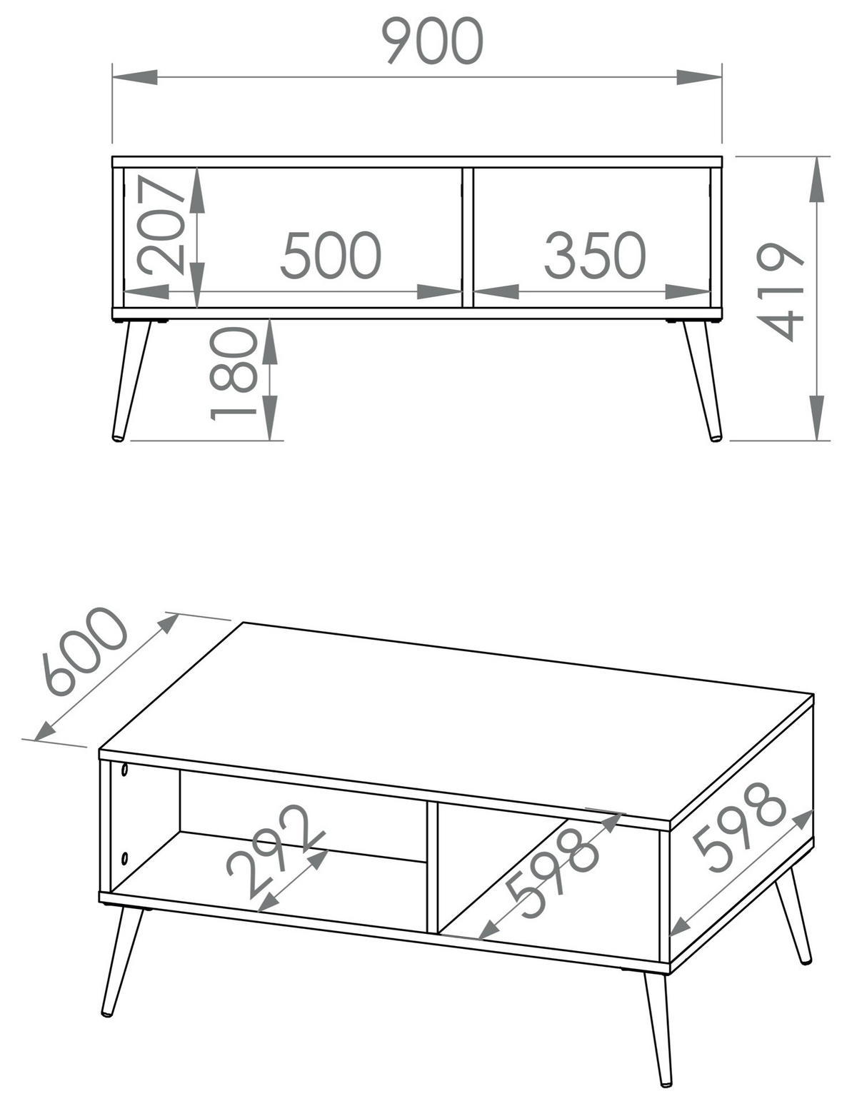 COUCHTISCH Selgin Greige 60x90 cm - Beige/Goldfarben, Holzwerkstoff/Metall (60/90/41.9cm) - Selsey