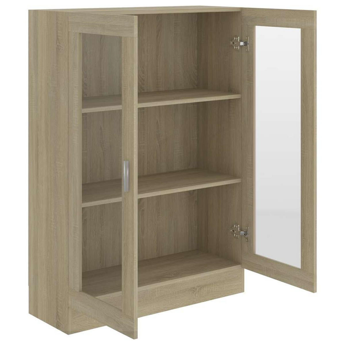 VITRINENSCHRANK mit 3 Fächern, 2 Glastüren 82,5/30,5/115 cm aus Holzwerkstoff Sonoma-Eiche Dekor - Sonoma Eiche, Holz (82.5/115/30.5cm) - vidaXL