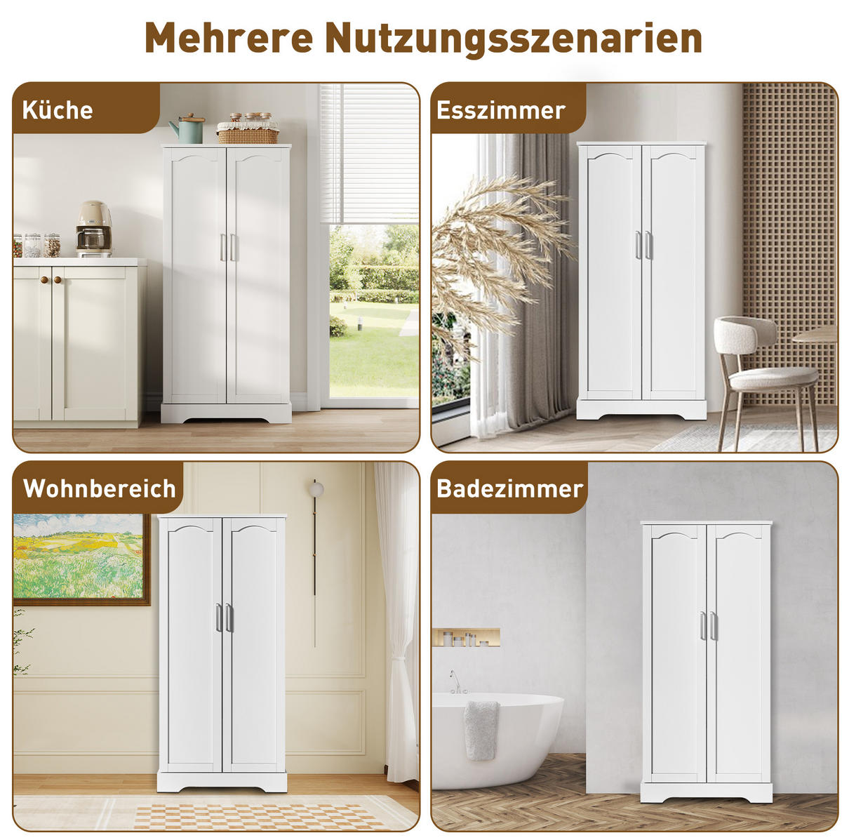 KUHINJSKI ormar 60/35/128 cm bijeli od MDF-a s LED senzorskim svjetlom i podesivim policama - bijela, drvni materijal (60/128/35cm) - OKWISH