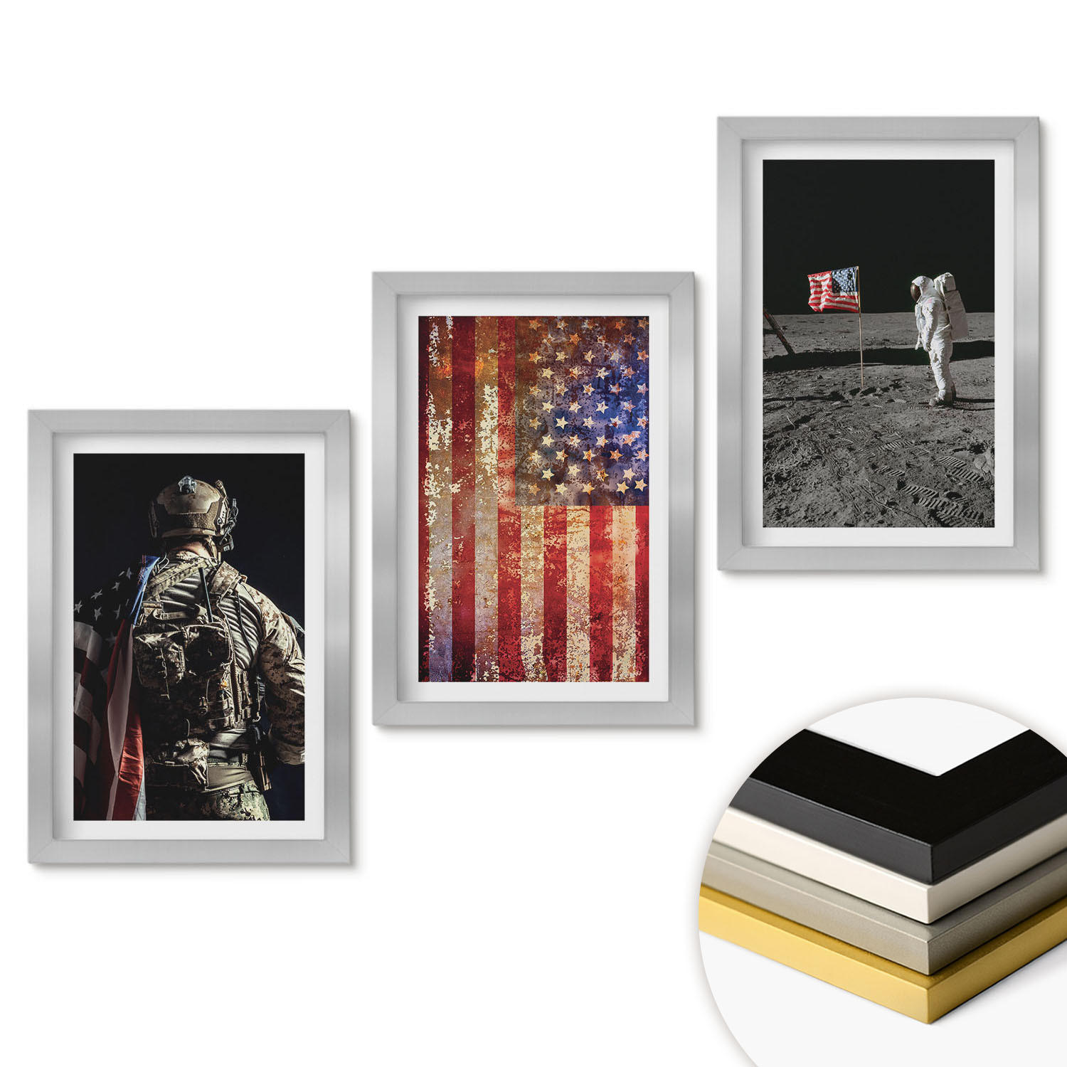 ArtPrintCave Wandbilder Silber 20x30 cm