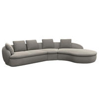 ECKSOFA mit Rundecke - Schwarz/Grau, Kunststoff/Textil (340/225cm) - home24