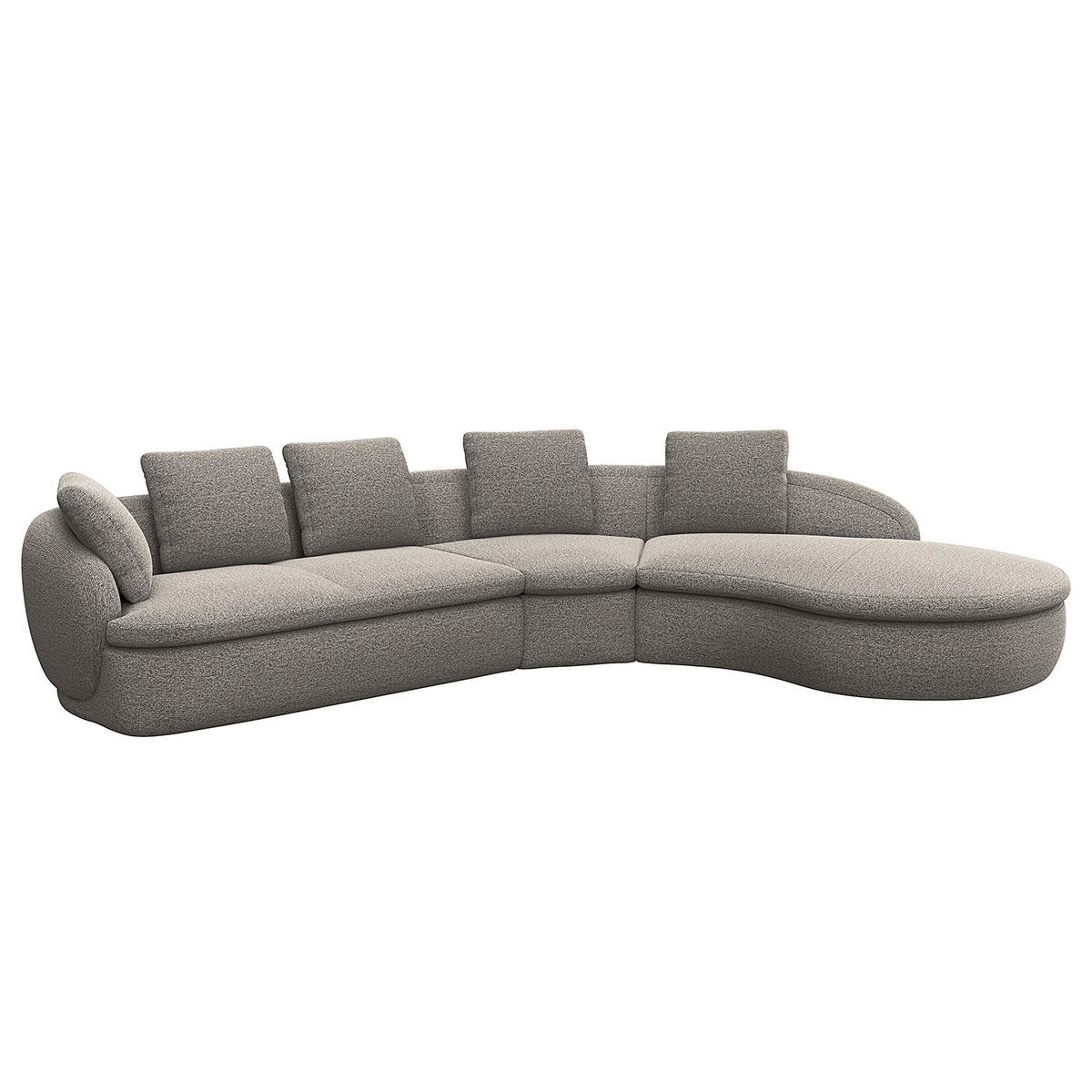 ECKSOFA mit Rundecke - Schwarz/Grau, Kunststoff/Textil (340/225cm) - home24