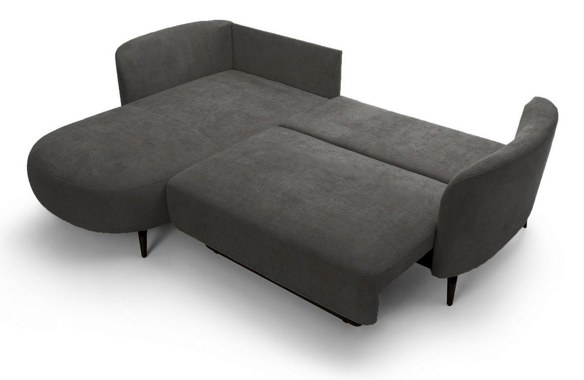 ECKSOFA auf Füßen Kendra 260 cm mit Schlaffunktion, Links, Dunkelgrau - Dunkelgrau, Holz (260/180cm) - Emporius