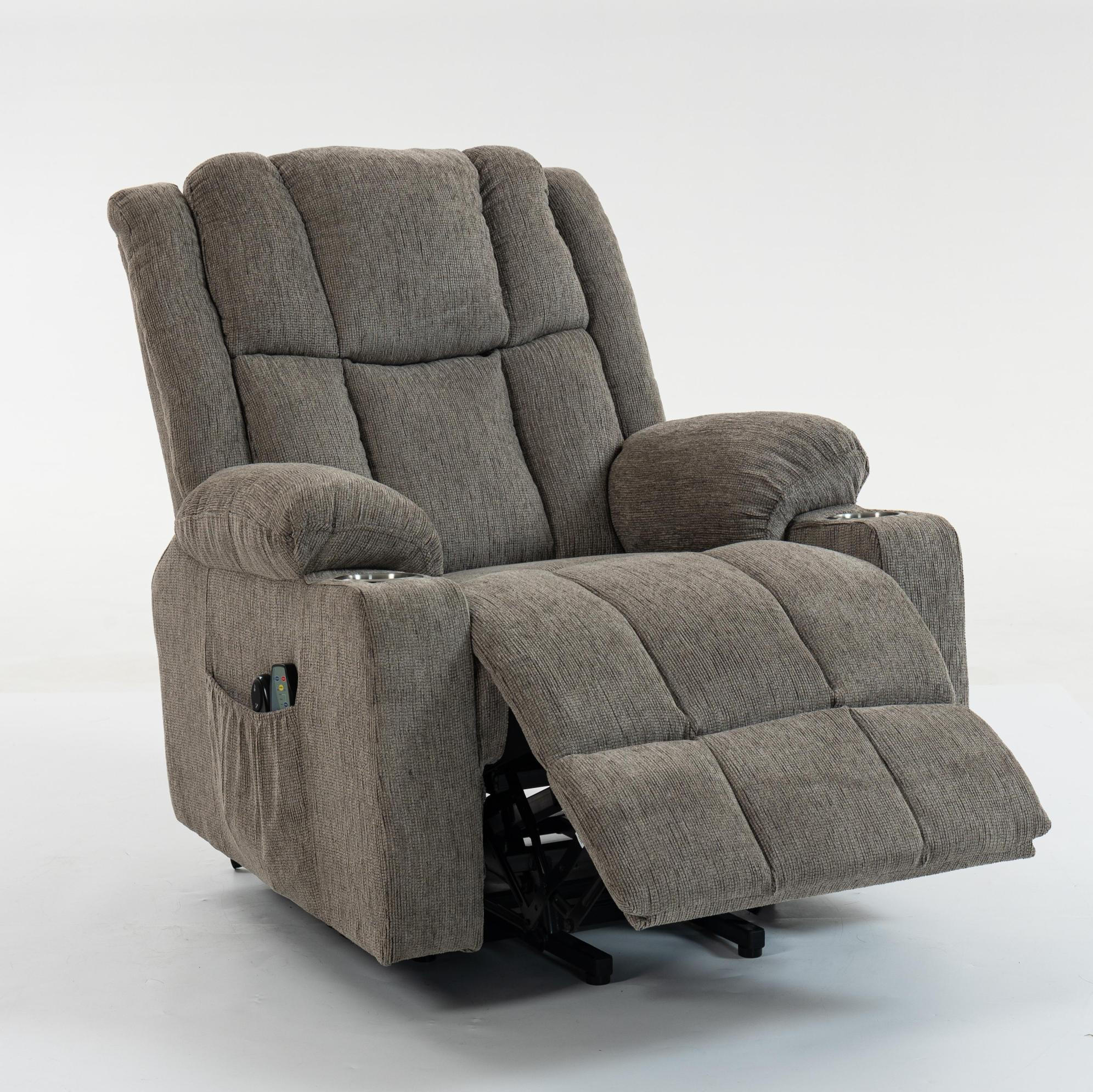 RELAXSESSEL 91/84/106 cm Hellbraun aus Samt mit Aufstehhilfe - Hellbraun, Textil (84/106/91cm) - OKMYHOME
