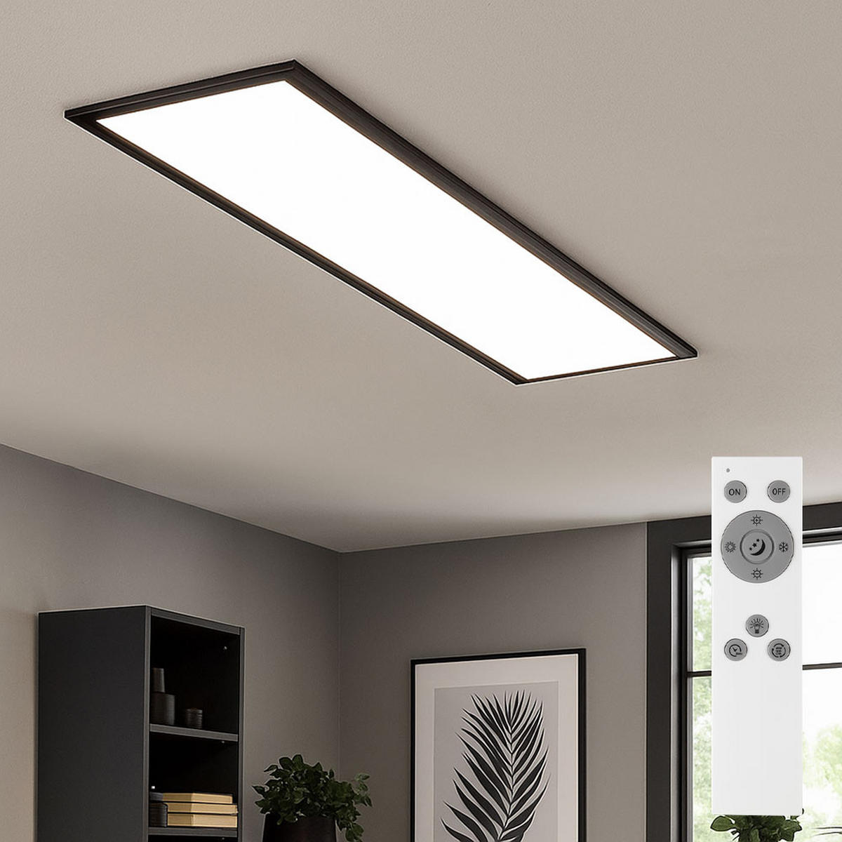 LED AUFBAU PANEL Schwarz - Schwarz, Metall (100/25/8cm) - Briloner