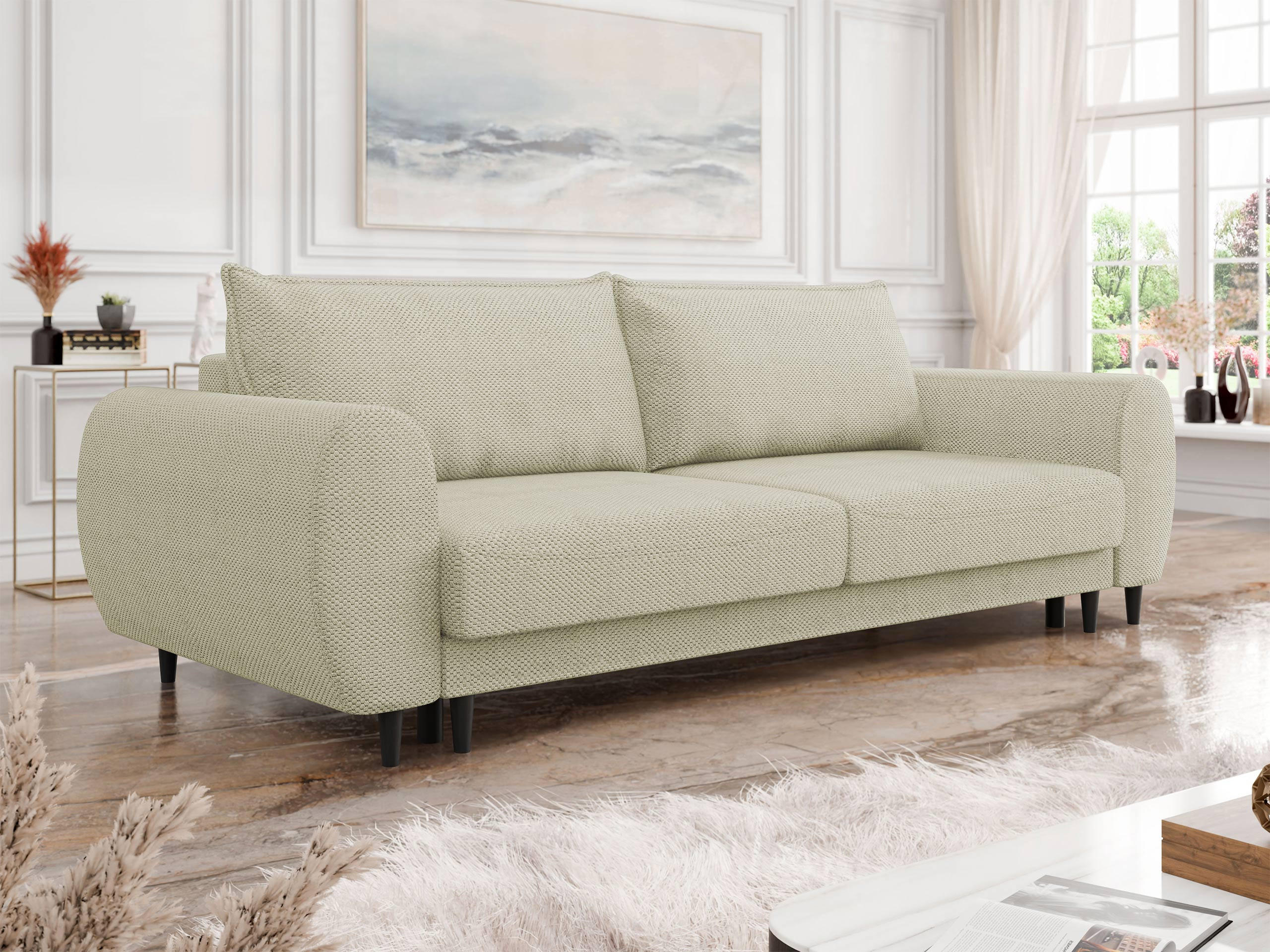 SCHLAFSOFA Sonia - Schwarz/Naturfarben, Holz/Textil (251/76/95cm) - MIRJAN24