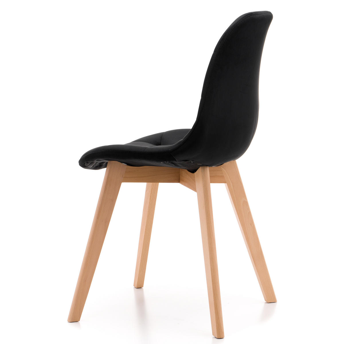 STUHL VEGAS im skandinavischen Stil - schwarz - Samt Velours - Schwarz/Naturfarben, Holz/Kunststoff (47/86/42cm) - NEW HOME