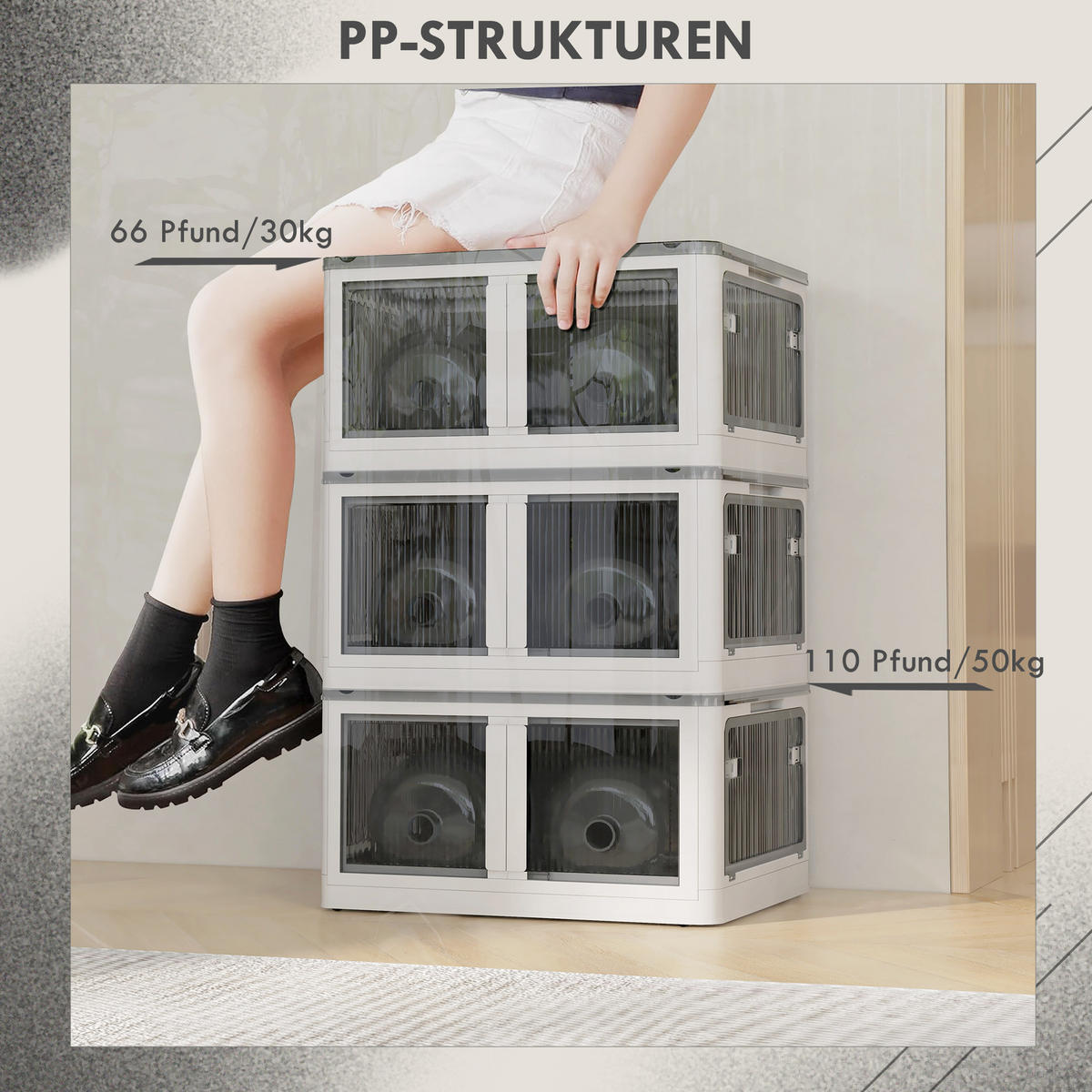 AUFBEWAHRUNGSBOX, Truhe 69L, Weiß - Weiß, Kunststoff (42/34/60cm) - HOMCOM