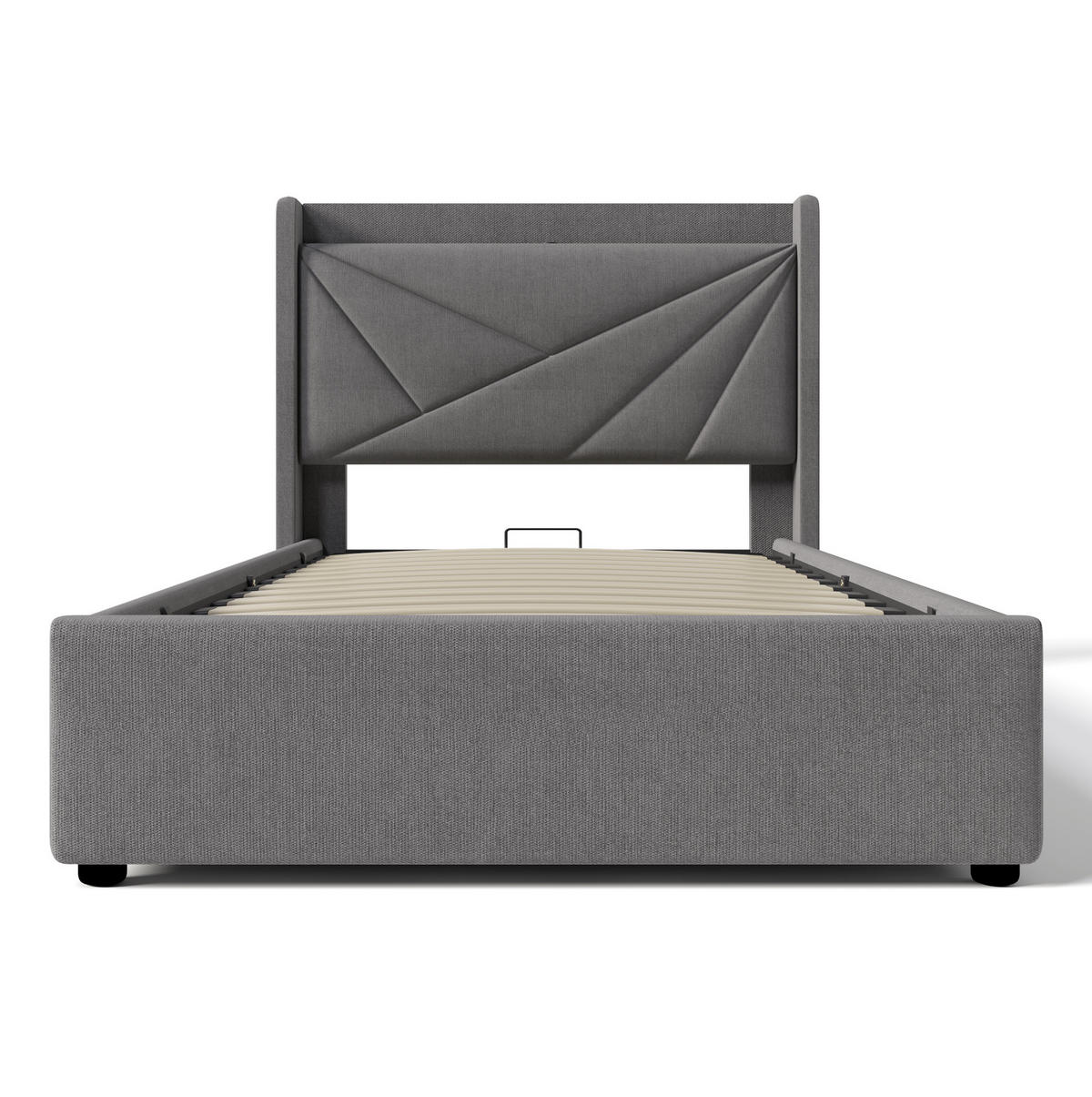 POLSTERBETT 90/200 cm Grau mit Stauraum und USB- und Type-C-Anschlüssen - Grau, Textil (90/200cm) - Flora Grace