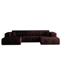 ECKSOFA LUX U-Form, Gesteppt, Stoff Whisper, Rotwein - Dunkelgrau, Holz/Textil (350/171cm) - Kaiser Möbel