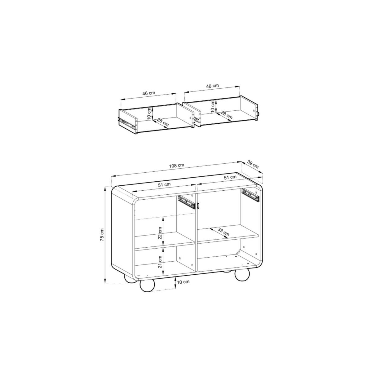 KOMMODE ORION (Cashmere, Abgerundete Kanten, Kugelfüße, Push to Open) - Kaschmir, Holz/Holzwerkstoff (108/75/39cm) - Ravio