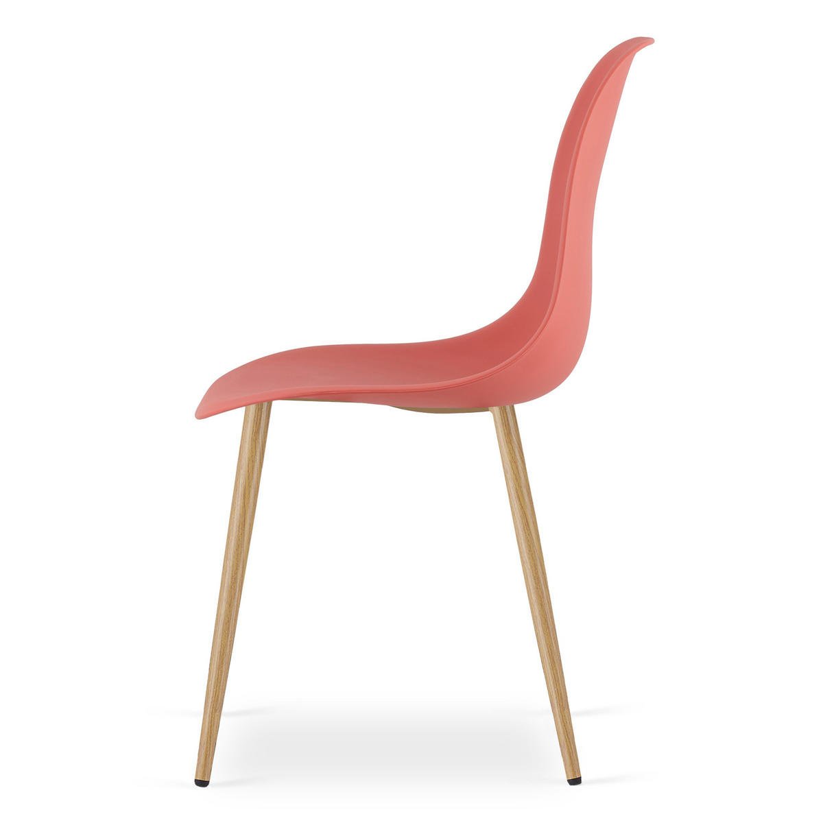 ESSZIMMERSTUHL KALEO Zinnoberroter Sitz, natürliche Beine - Rot/Naturfarben, Kunststoff (46/84/51cm) - Valora