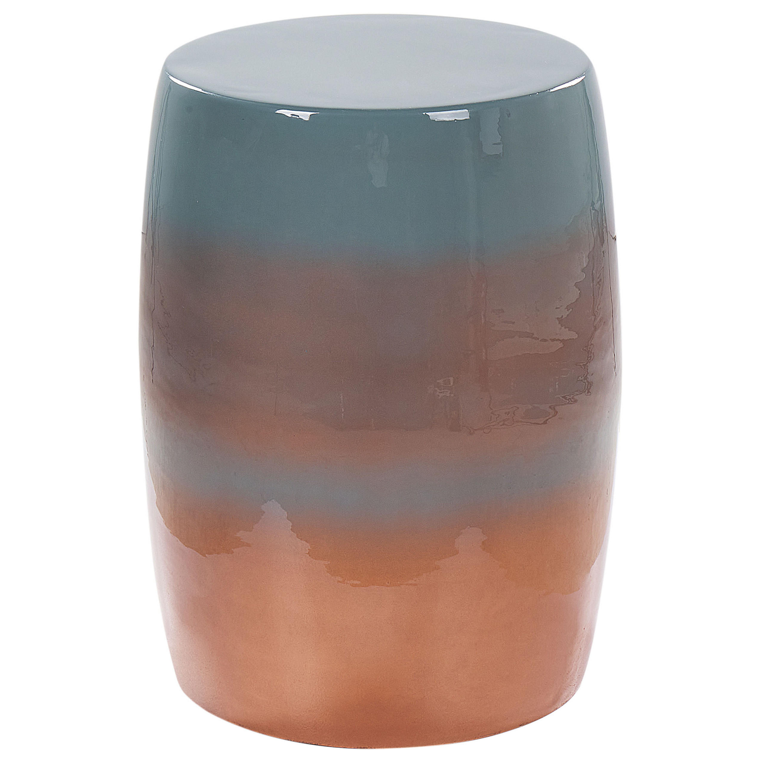 BEISTELLTISCH Metall goldbraun/blau rund 26 cm Fraguita - Blau/Braun, Metall (40/40/40cm) - Beliani