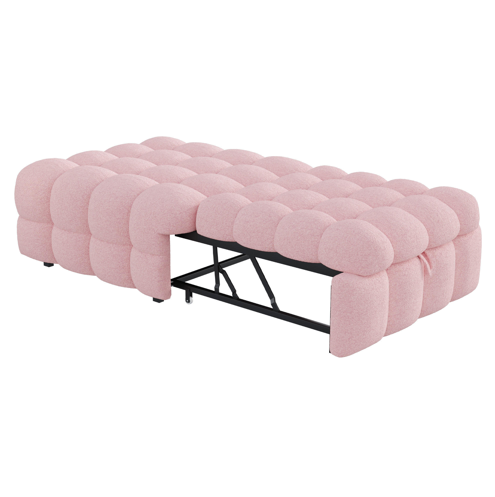SCHLAFSOFA 2-in-1 Teddy-Stoff, ausziehbar, 183/76/42 cm, Rosa - Rosa, Textil (76/42/183cm) - Redom
