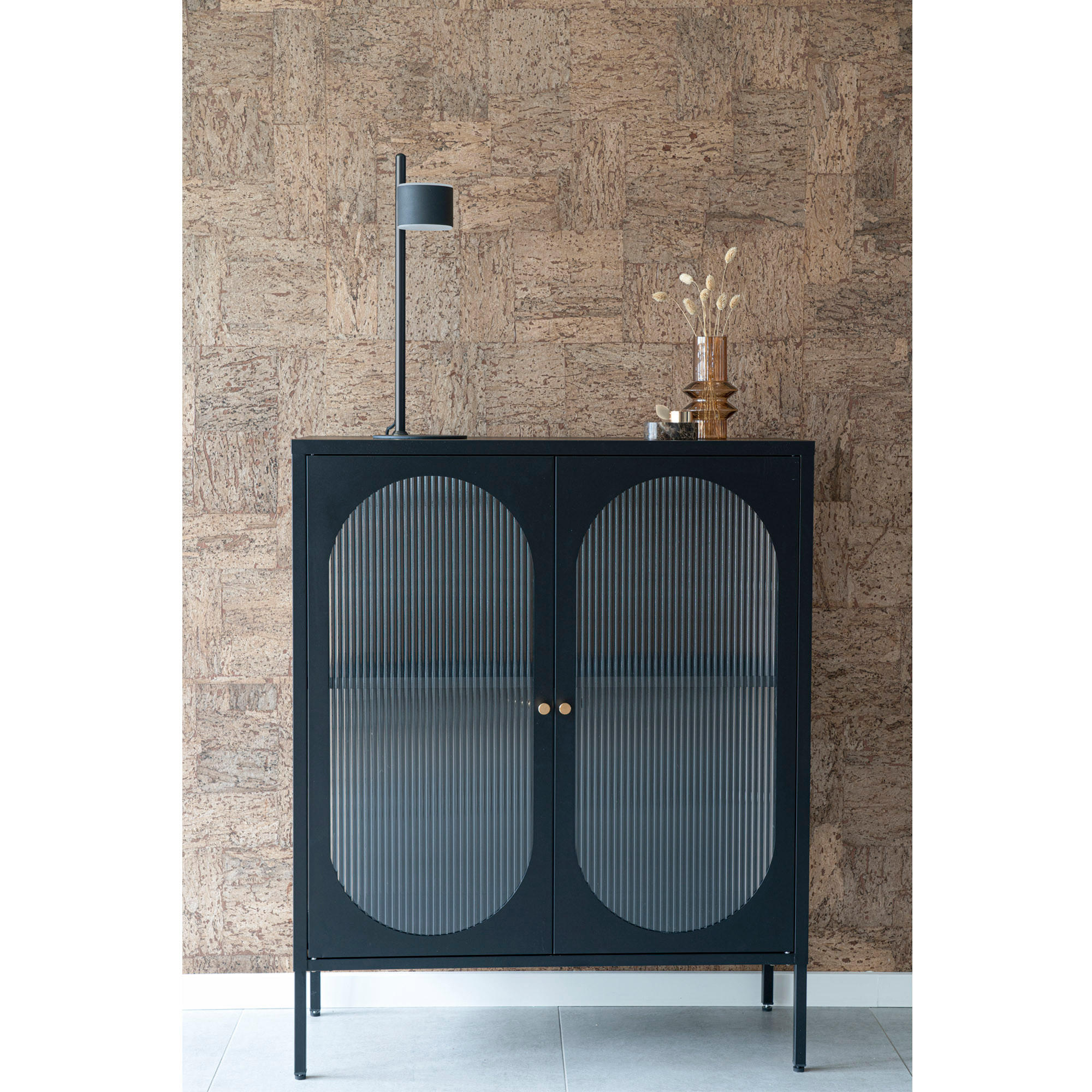 VITRINE Schwarz - Schwarz, Holzwerkstoff (90/110/35cm) - ebuy24