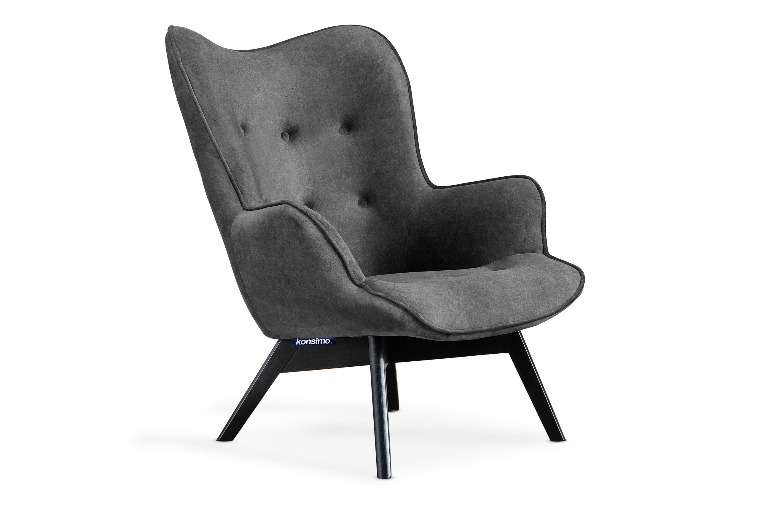 SESSEL GLORI mit Armlehnen, Dunkelgrau - Dunkelgrau/Schwarz, Holz/Textil (78/94/88cm) - KONSIMO®
