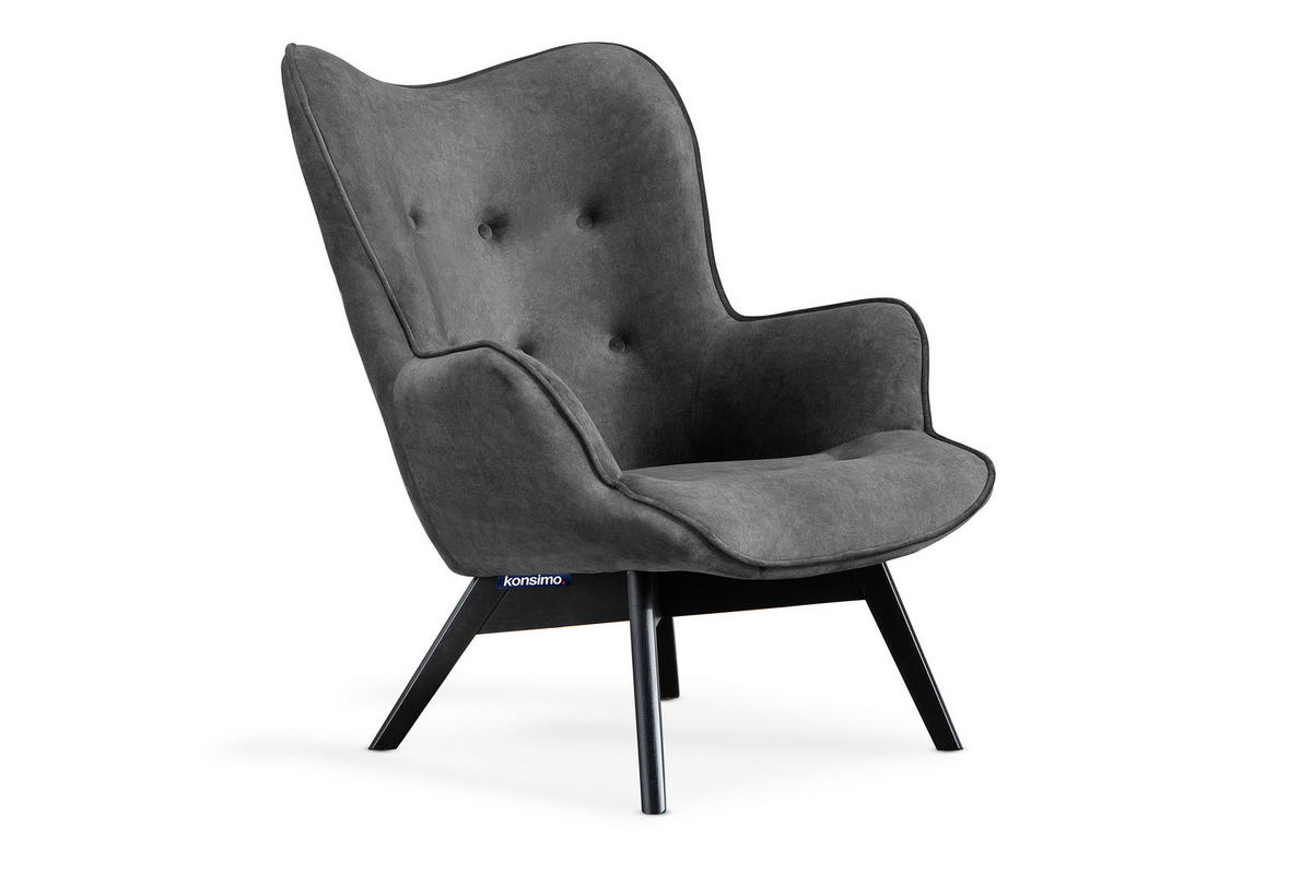 SESSEL GLORI mit Armlehnen, Dunkelgrau - Dunkelgrau/Schwarz, Holz/Textil (78/94/88cm) - KONSIMO®