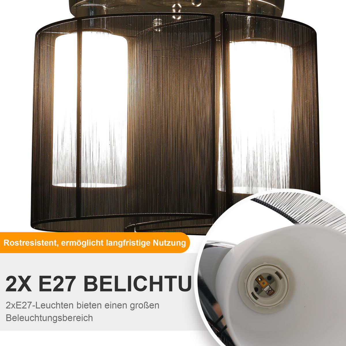 DECKENLAMPE, Schwarz, Ohne Glühbirnen - Schwarz, Metall (47.5/33/47.5cm) - HOMCOM