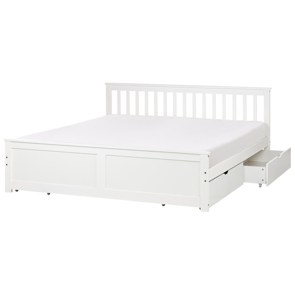 BETT mit Schubladen 180x200 cm Weiß Olendon - Weiß, Holz (180/200cm) - Beliani
