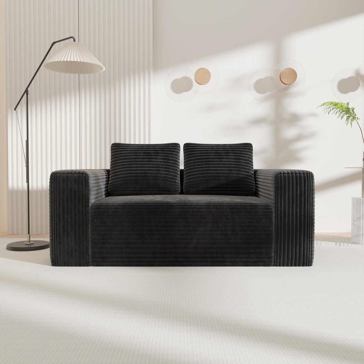 2-SITZER SOFA Cord Schwarz - Schwarz, Textil (160/58/88cm) - WISHDOR