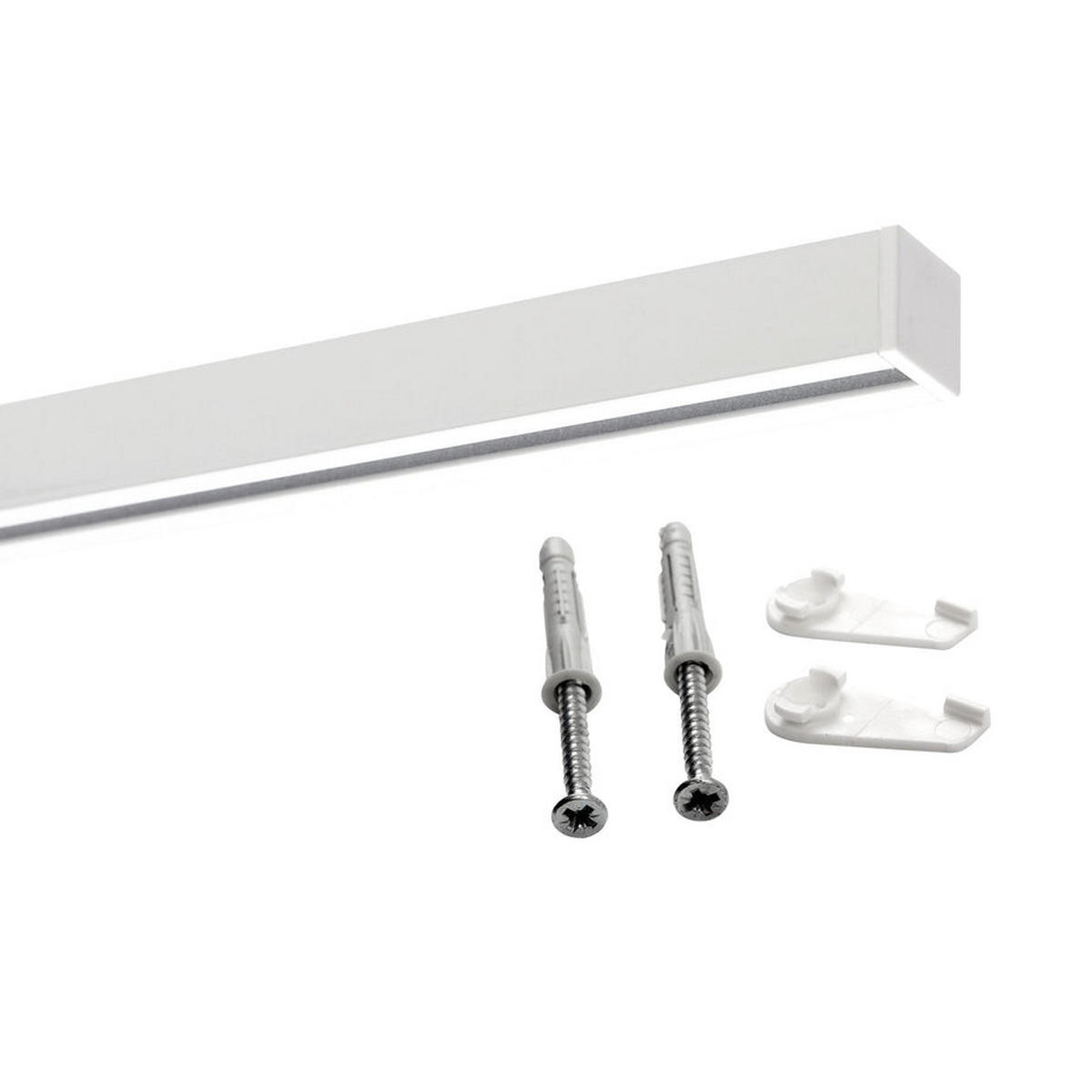 GARDINENSCHIENE 1-lauf Square - Weiß, Metall (600cm) - Deco-Raum