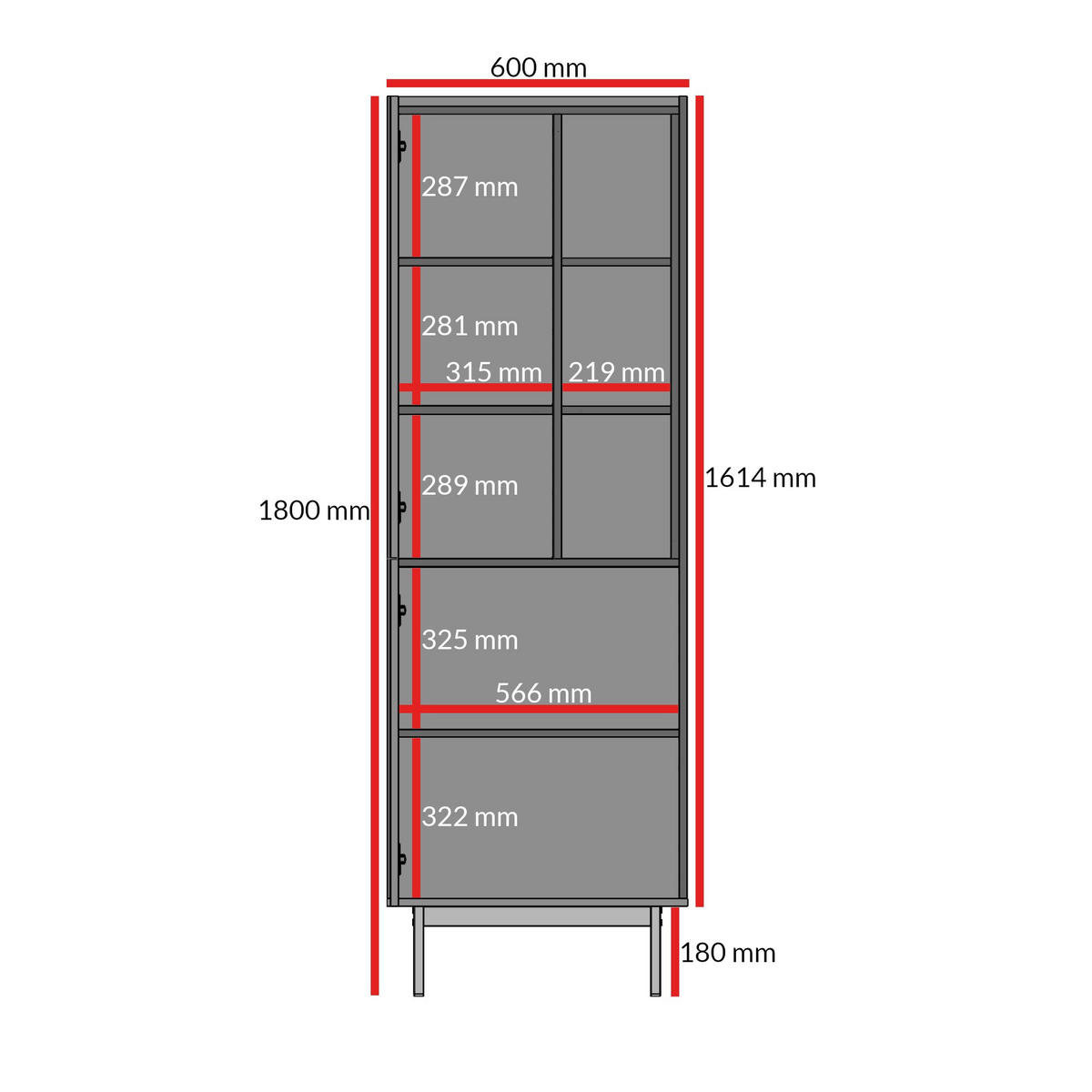 REGAL Noel 60 Kaschmir/Schwarz (Links) - Kaschmir/Schwarz, Holzwerkstoff/Metall (60/180/42cm) - mzm24