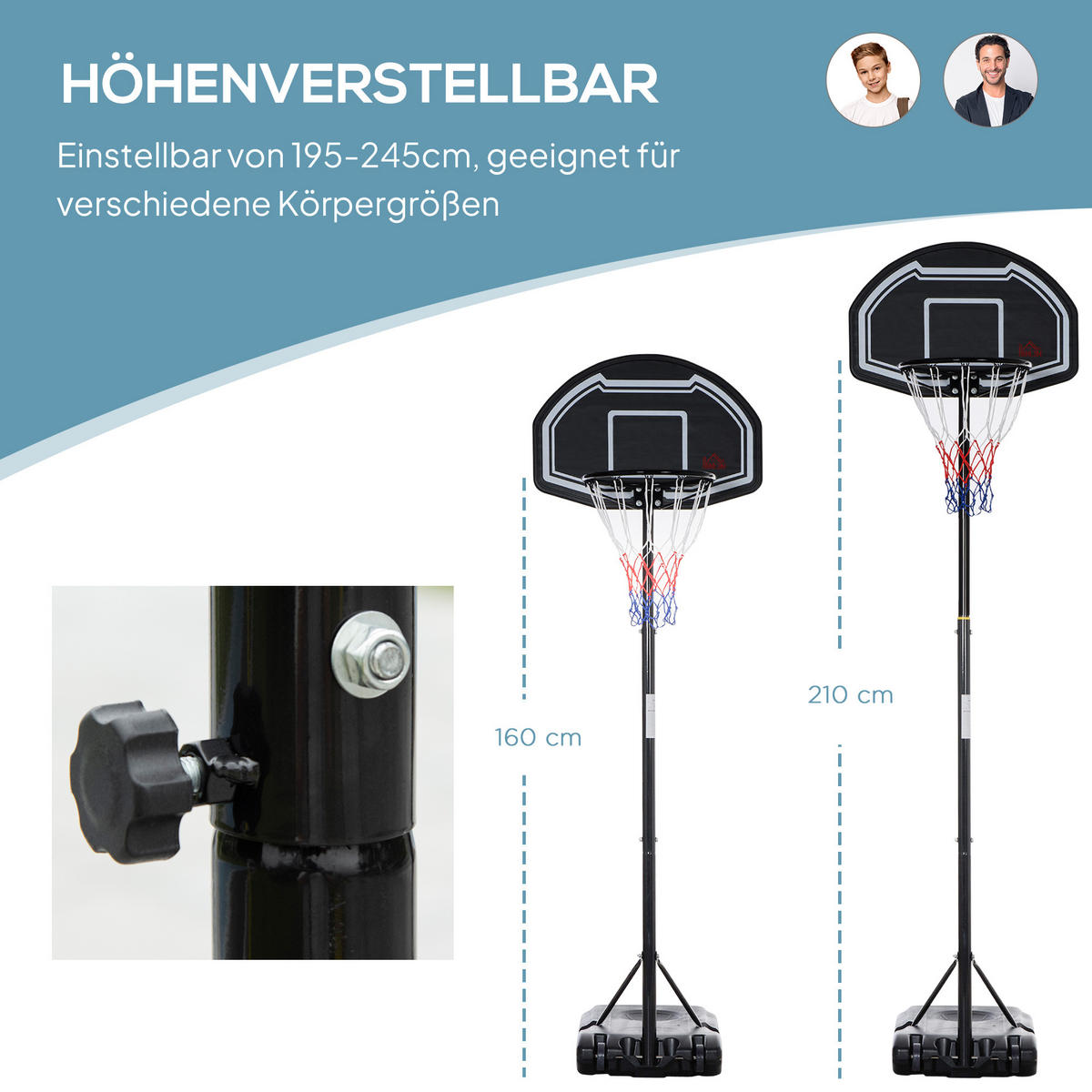 BASKETBALLKORB DE-10516 Schwarz - Schwarz, Metall (48/76cm) - ComfortXL