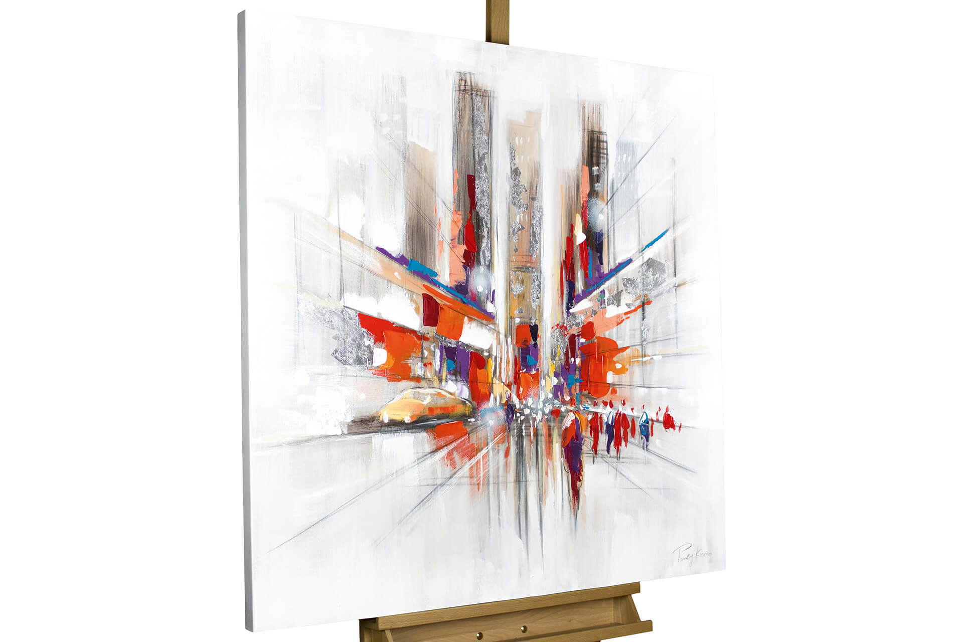 ÖLGEMÄLDE 80/80 cm - Silberfarben, Holz/Textil (1.6/80cm) - KUNSTLOFT