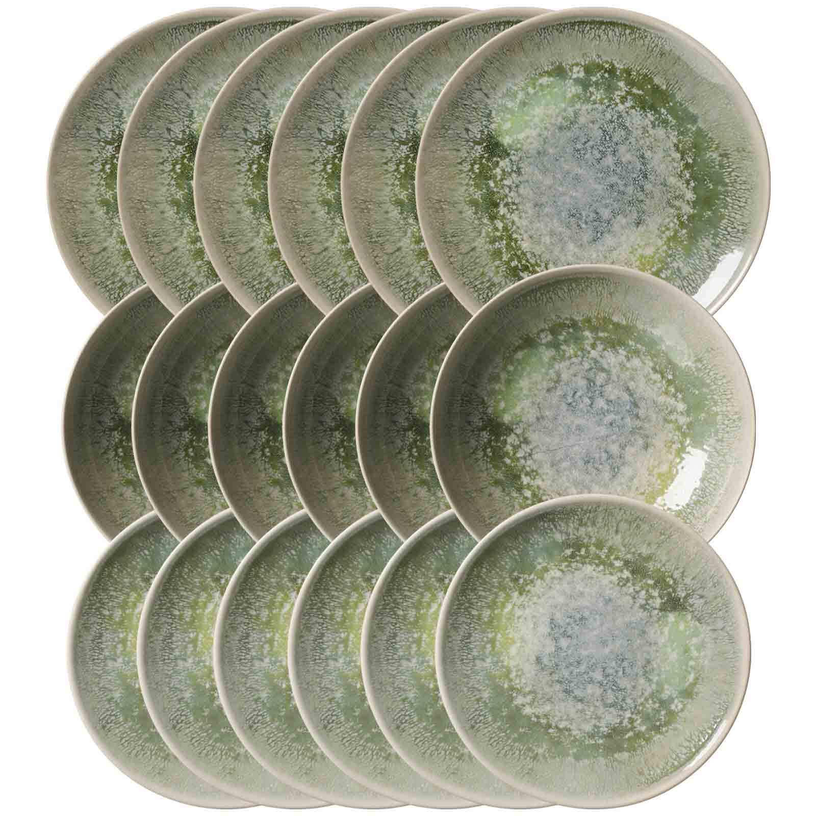 TELLER-SET Cecina Jade 18er Set - Beige/Grün, Keramik (1/1/1cm) - Ritzenhoff Breker