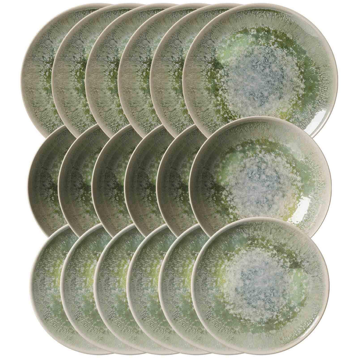 TELLER-SET Cecina Jade 18er Set - Beige/Grün, Keramik (1/1/1cm) - Ritzenhoff Breker