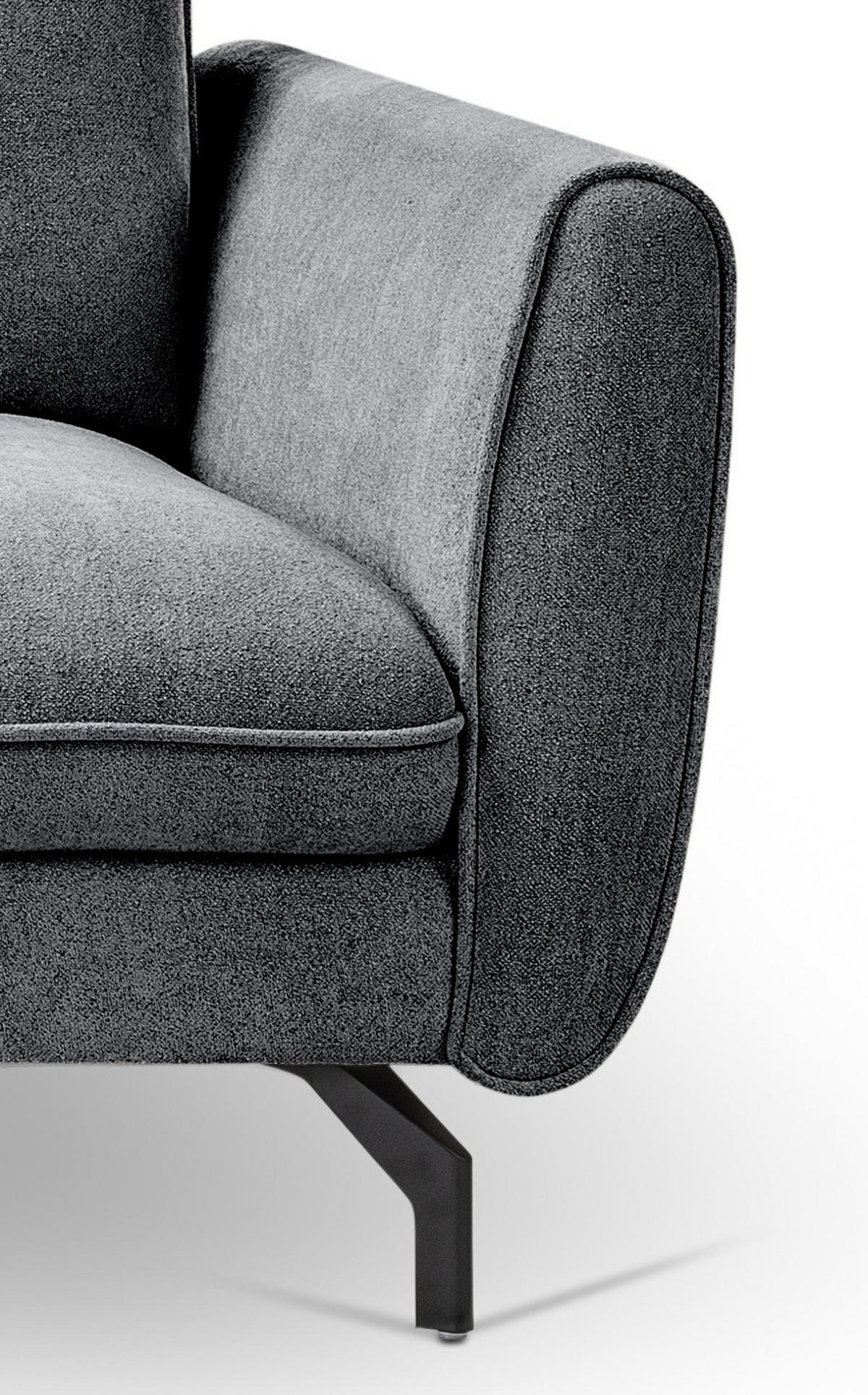 SOFA grau Webstoff 259 x 167 cm, Ecksofa 5-Sitzer, L-Sofa Ottomane links - Schwarz/Grau, Holz/Textil (259/167cm) - Inn.Furn