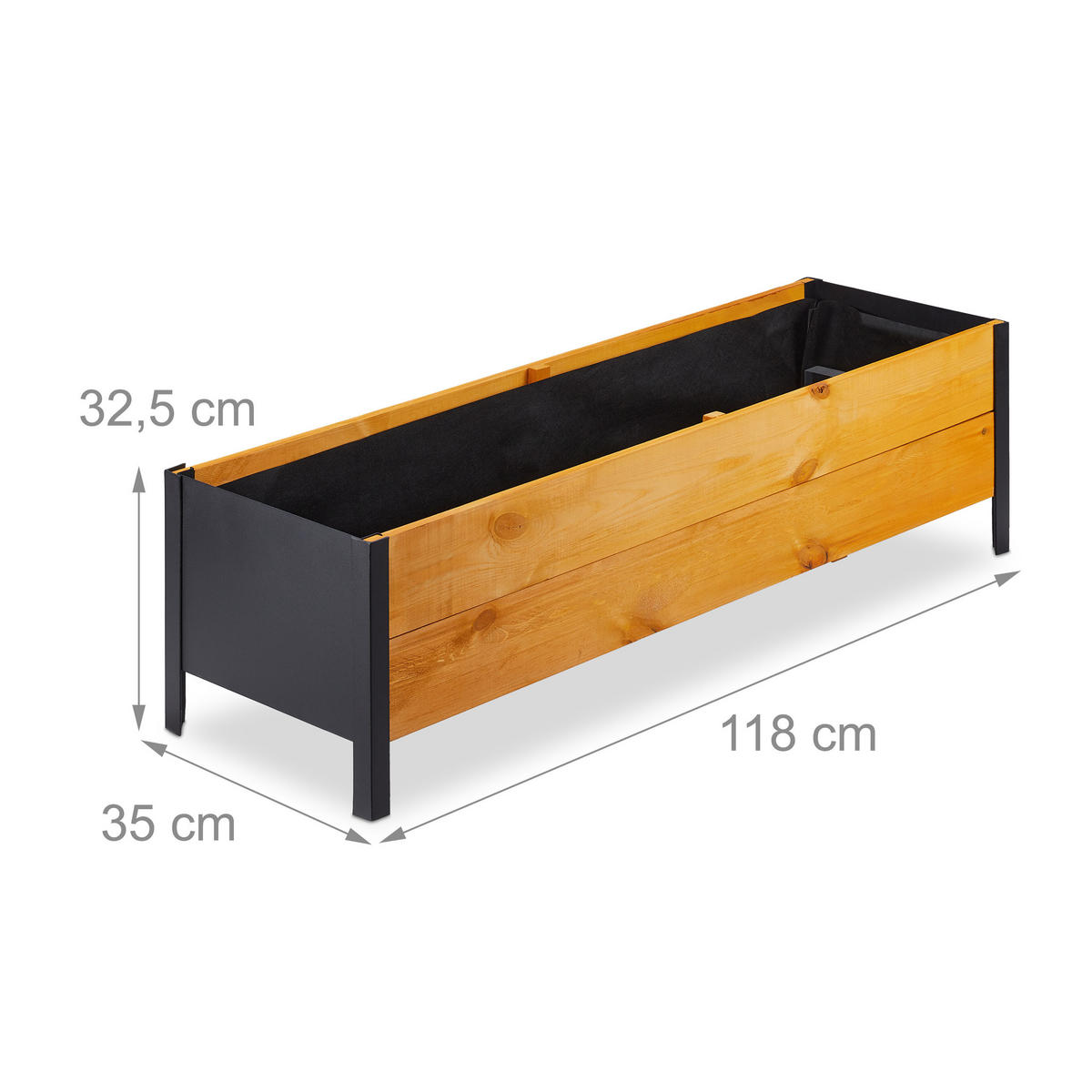 HOCHBEET - Multicolor, Holz/Textil (118/32.5/35cm) - Relaxdays