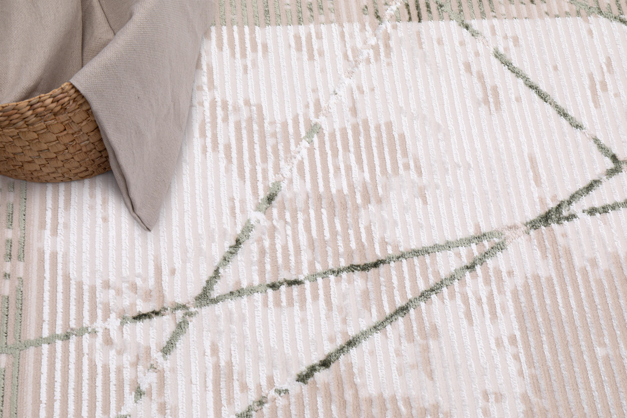 Thumbnail - Tapiso Teppich, Creme, Grün, Textil, 80x150 cm, Teppiche & Böden, Teppiche