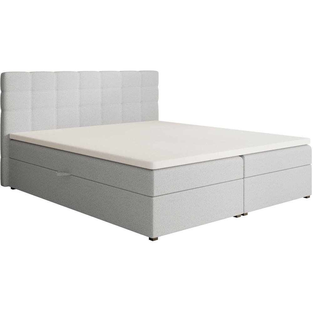 POLSTERBETT Topiq I 184/203/103 hellgrau, Bouclé-Stoff - Hellgrau, Holzwerkstoff (180/200cm) - Beautysofa