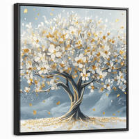 LEINWAND Bilder mit Rahmen - Baum - Winter - Baum des Lebens - Modern - Gold - 50x50 - Goldfarben, Textil (50/50cm) - MuchoWow