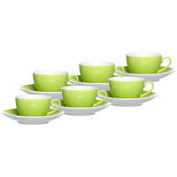 KAFFEETASSEN MIT UNTERTASSEN Doppio Grün 200 ml 6er Set - Grün, Keramik (16/8/16cm) - Ritzenhoff Breker