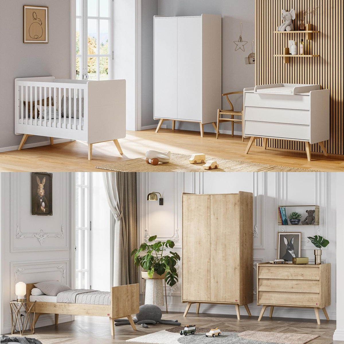 BABYZIMMER Vienna Set A - 4-teilig - Eiche - Eichefarben, Holzwerkstoff (100/200/58cm) - QMM TraumMöbel