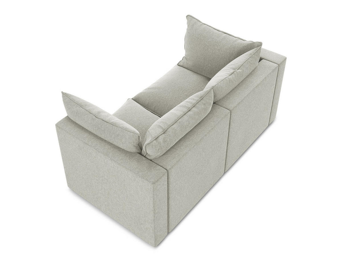 2-SITZER SOFA Samt Stoff Grau - Hellgrau/Schwarz, Holzwerkstoff/Kunststoff (180/77/90cm) - Makamii