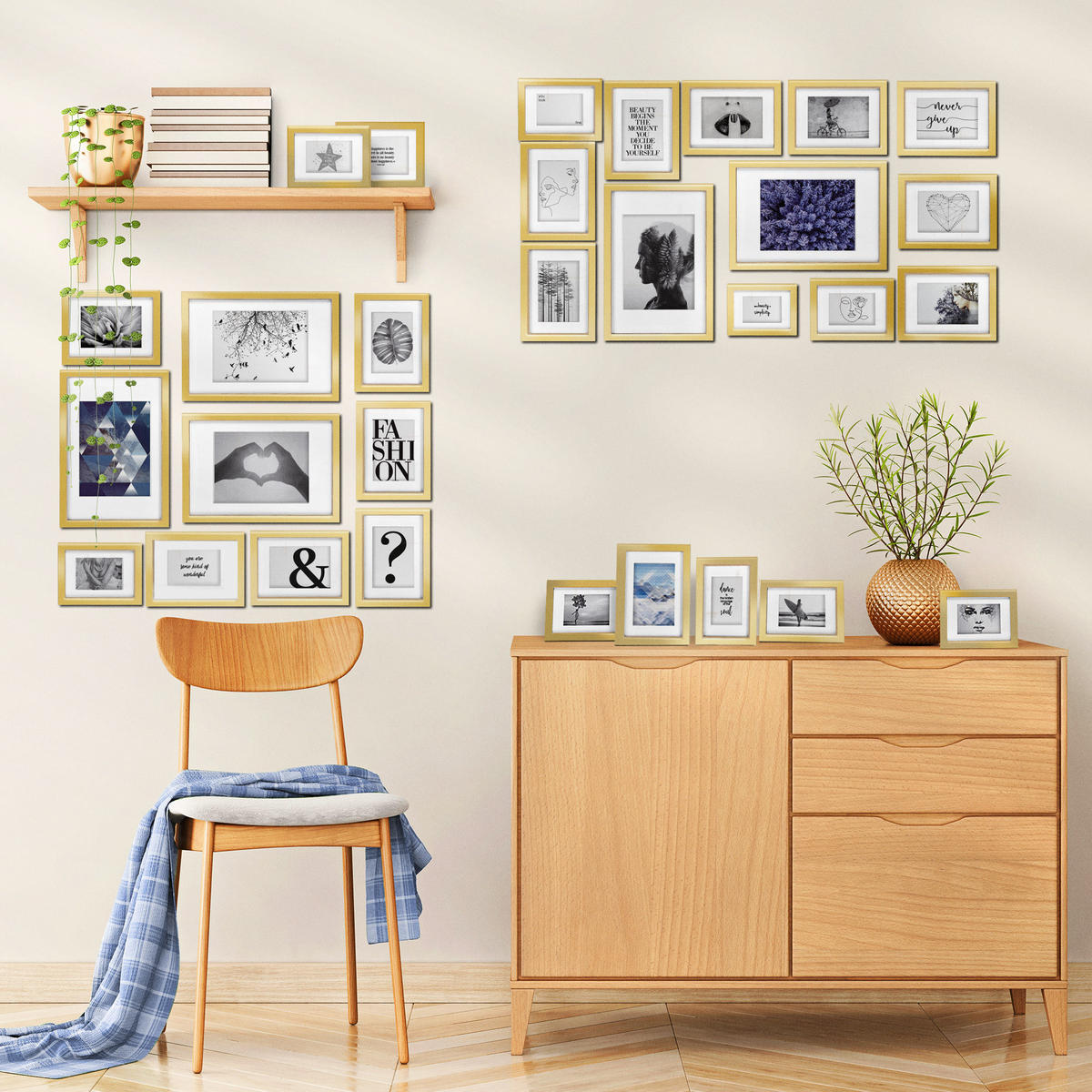 BILDERRAHMEN Emotion Gold 30tlg - Goldfarben, Kunststoff (35/28/37cm) - BoMoe