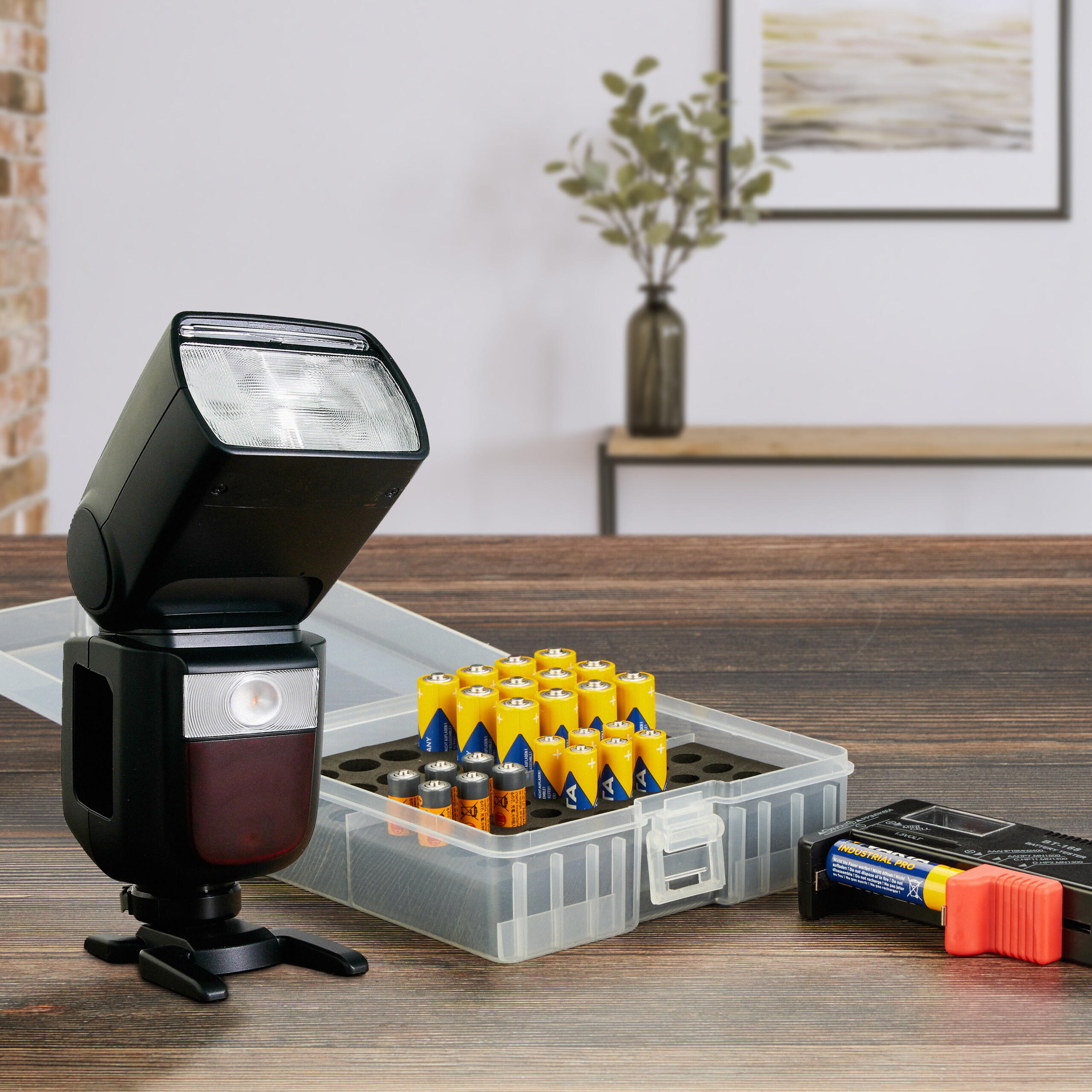 BATTERIEBOX - Multicolor, Kunststoff/Textil (15/5.5/15.5cm) - Relaxdays