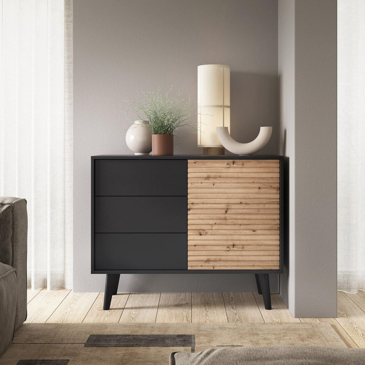KOMMODE Las - Braun, Holzwerkstoff (104/83/39cm) - Pillovely