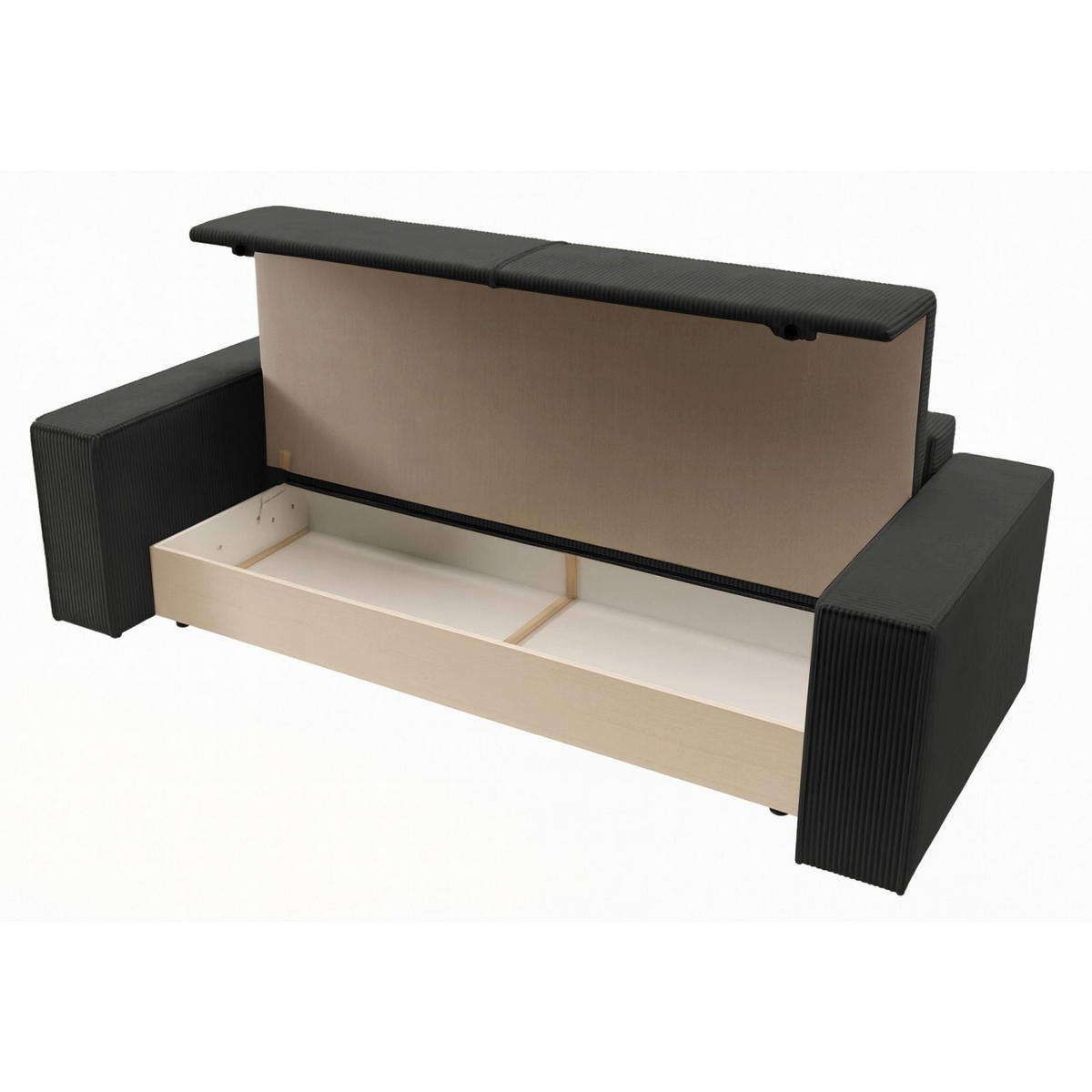SOFA FARESE Dunkelgrau mit Cordbezug - Dunkelgrau, Textil/Metall (257/85/102cm) - Selsey