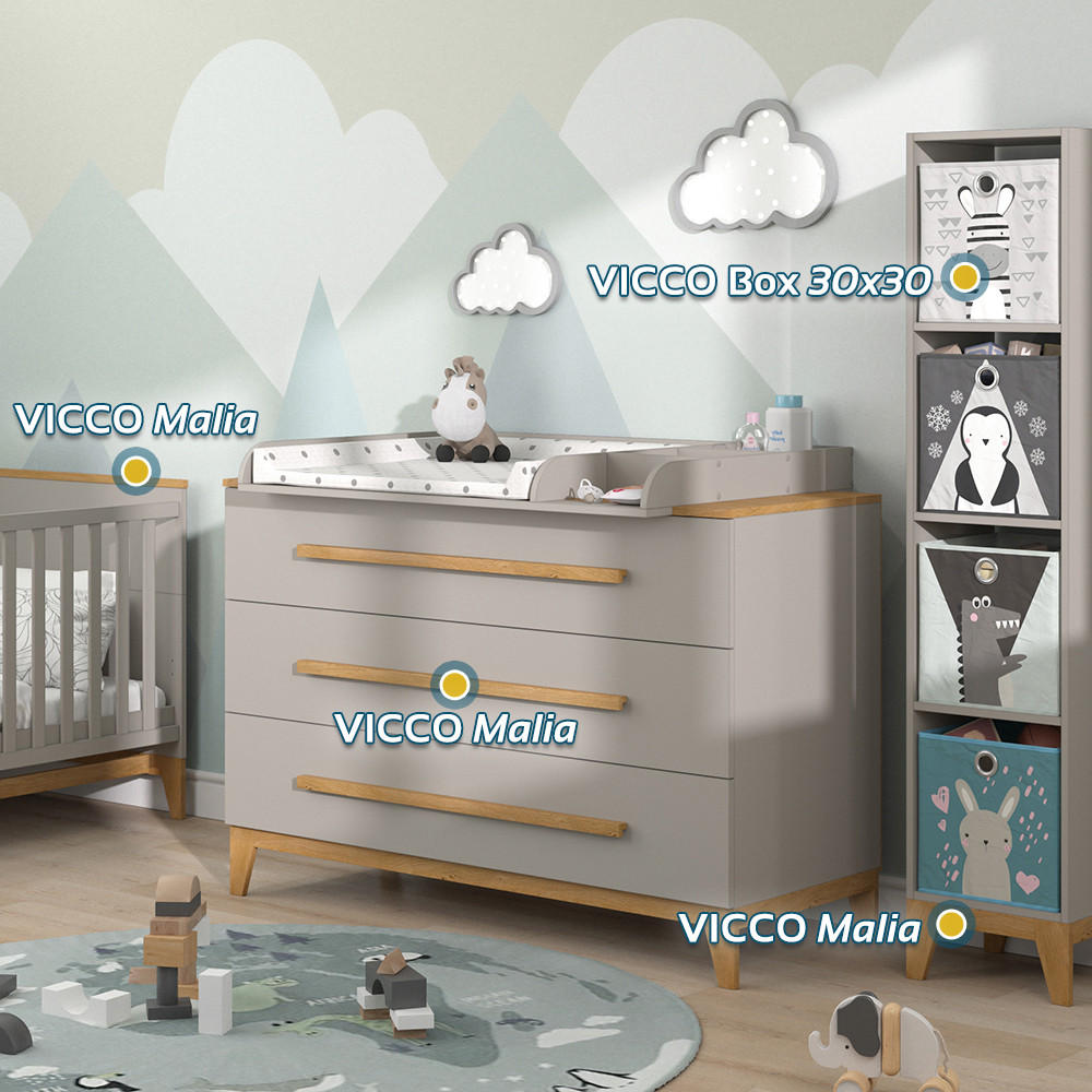 WICKELKOMMODE Malia Cashmere-Eiche 133 x 98 cm XL mit 3 Schubladen - Kaschmir, Holzwerkstoff (133/98/70cm) - VitaliSpa