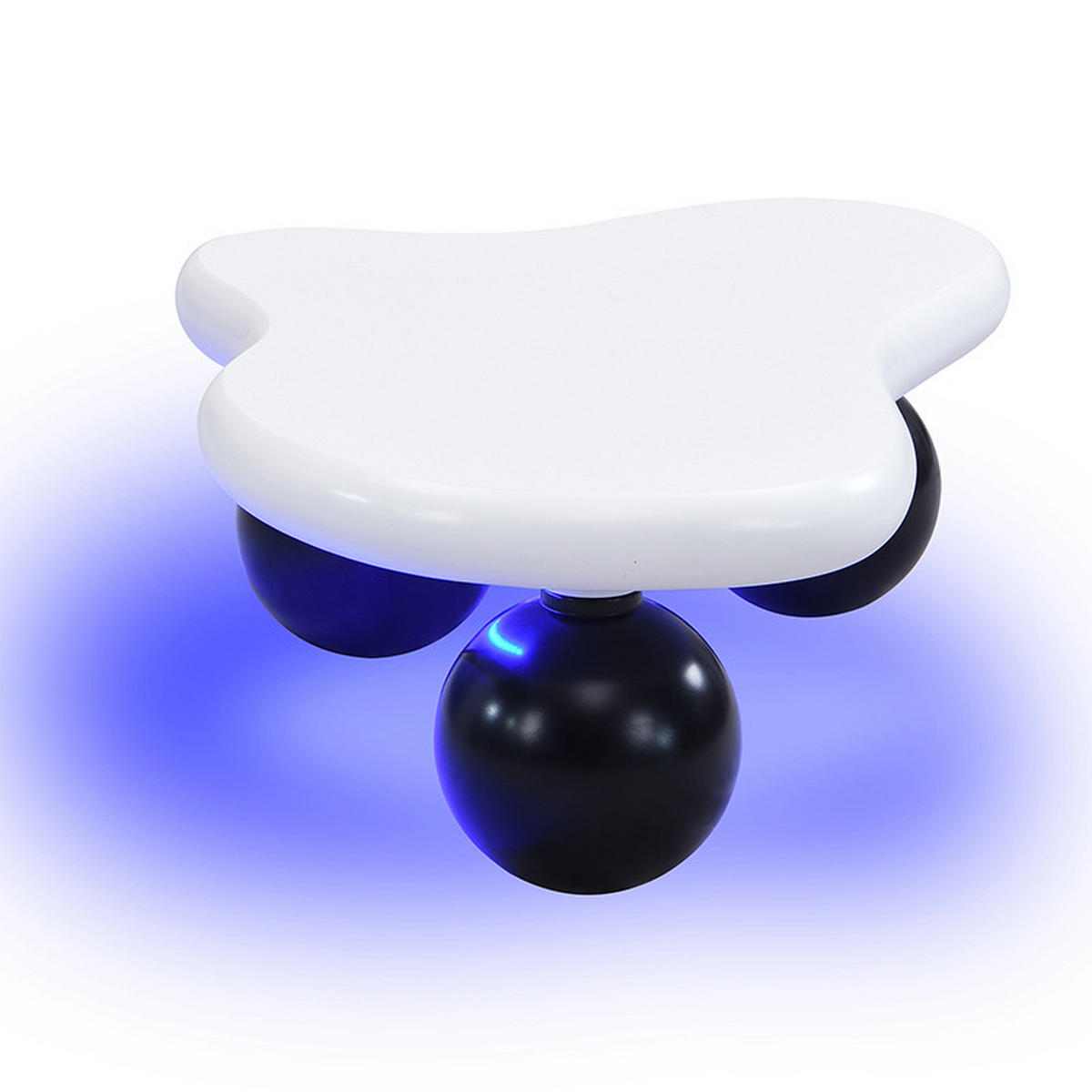COUCHTISCH Wolkenform mit LED Farbwechsel 16 Farben Weiß Rundbeine MDF modern kinderfreundlich - Schwarz/Weiß, Holzwerkstoff (95/62.5/32cm) - EVRYAE