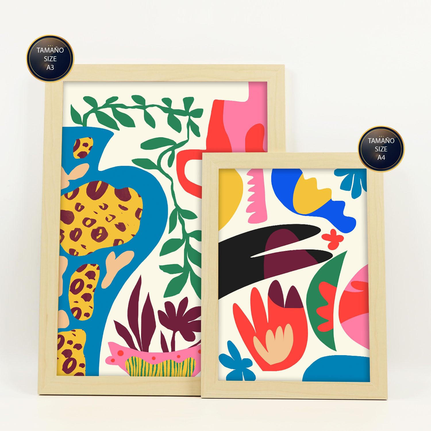 POSTER Set Mit 6 Erlöser Feen In Blume Zusammenfassung Ästhetische Dekorative Gemälde Für Ihr Wohnzimmer Zuhause A3 & A4 Rahmen Aus Hellem Holz - Beige, Papier (29/3cm) - Nacnic