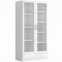 GLASTÜRSCHRANK Weiß mit zwei Schubladen 80×40×160 cm aus MDF & Glas - Weiß, Holzwerkstoff (80/160/40cm) - Luhomfu